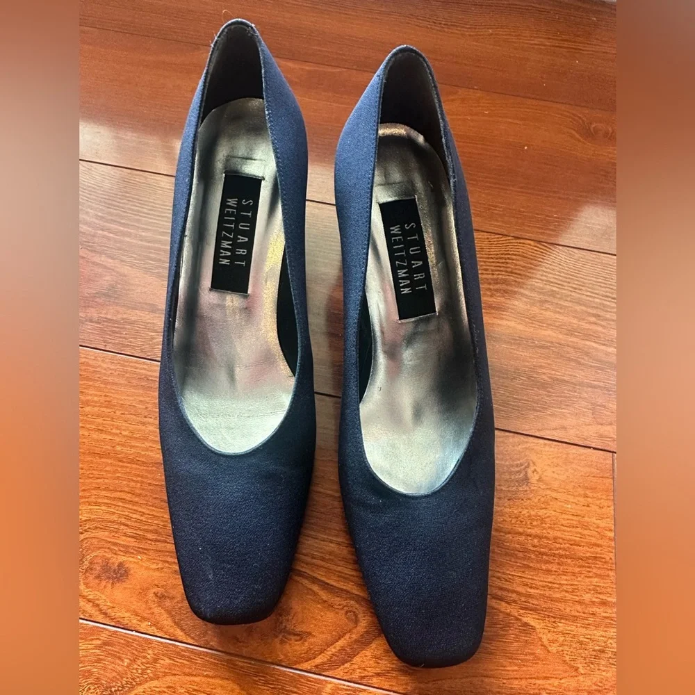 Stuart Weitzman Dark Blue Block Heels